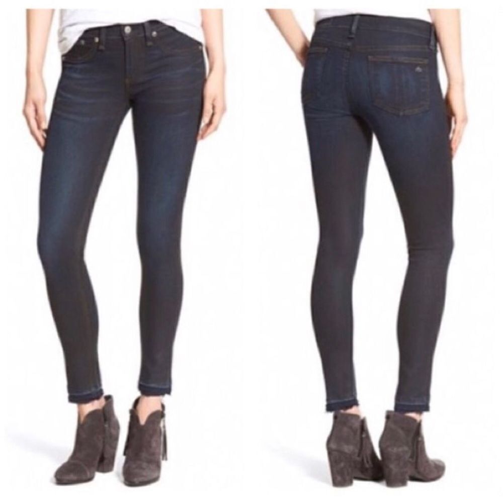 Rag & Bone Modele In Olive Harrow Skinny Raw Hem Jeans Size 29